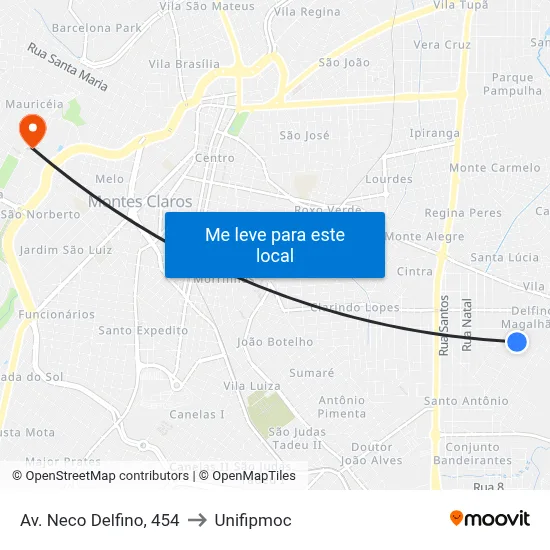Av. Neco Delfino, 454 to Unifipmoc map