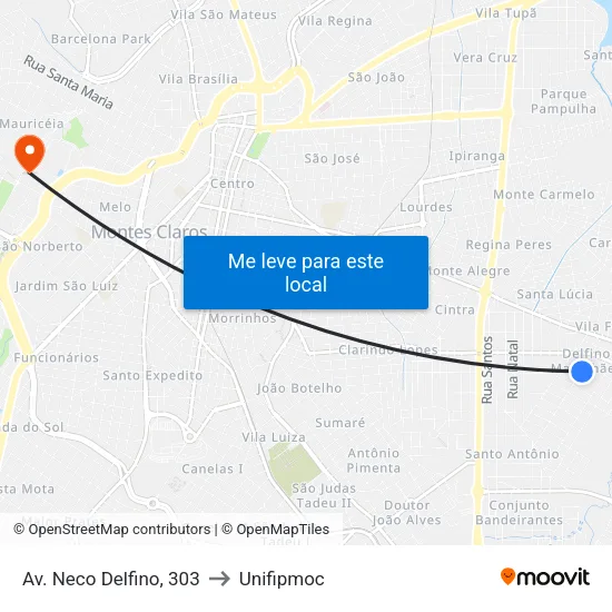 Av. Neco Delfino, 303 to Unifipmoc map