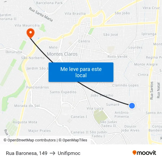 Rua Baronesa, 149 to Unifipmoc map
