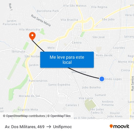 Av. Dos Militares, 469 to Unifipmoc map