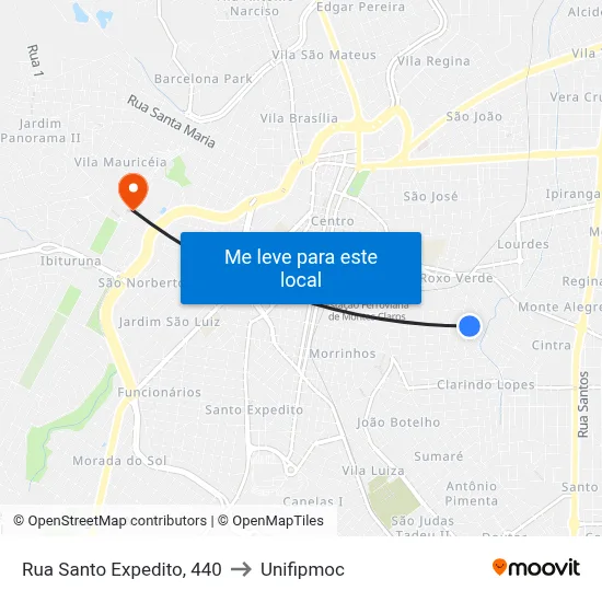 Rua Santo Expedito, 440 to Unifipmoc map