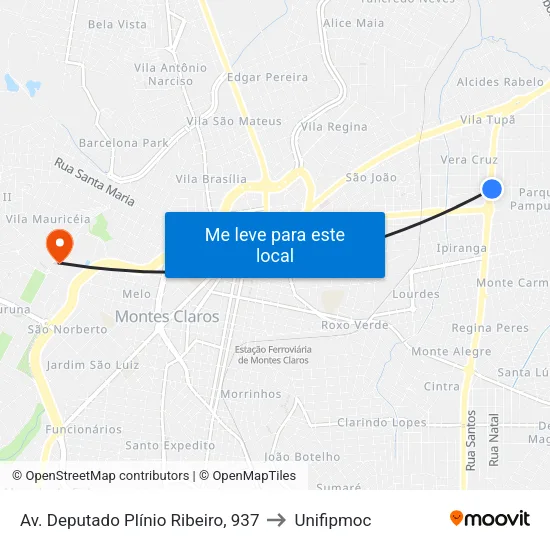 Av. Deputado Plínio Ribeiro, 937 to Unifipmoc map