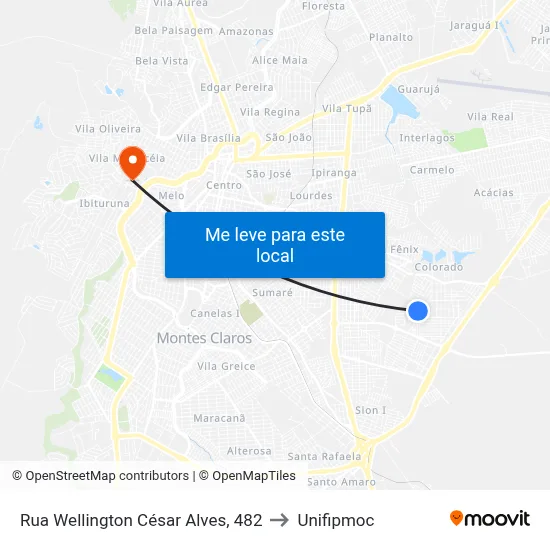 Rua Wellington César Alves, 482 to Unifipmoc map