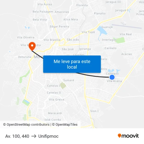 Av. 100, 440 to Unifipmoc map