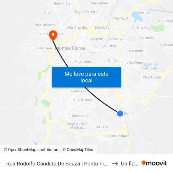 Rua Rodolfo Cândido De Souza | Ponto Final Da Vila Telma to Unifipmoc map
