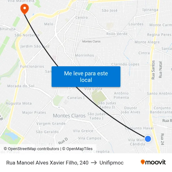 Rua Manoel Alves Xavier Filho, 240 to Unifipmoc map