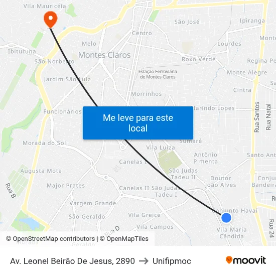 Av. Leonel Beirão De Jesus, 2890 to Unifipmoc map