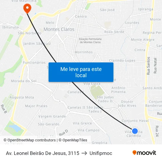Av. Leonel Beirão De Jesus, 3115 to Unifipmoc map