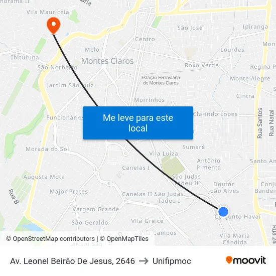 Av. Leonel Beirão De Jesus, 2646 to Unifipmoc map