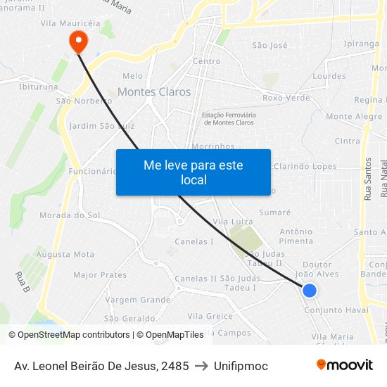 Av. Leonel Beirão De Jesus, 2485 to Unifipmoc map