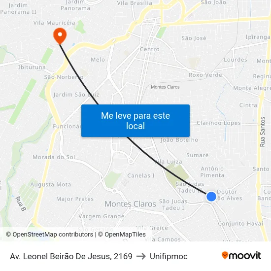 Av. Leonel Beirão De Jesus, 2169 to Unifipmoc map