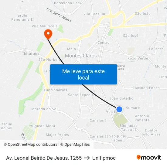 Av. Leonel Beirão De Jesus, 1255 to Unifipmoc map