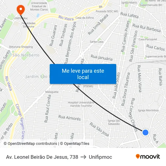 Av. Leonel Beirão De Jesus, 738 to Unifipmoc map