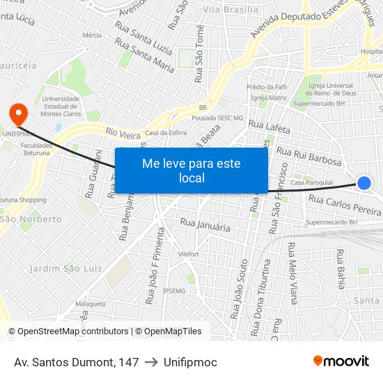 Av. Santos Dumont, 147 to Unifipmoc map