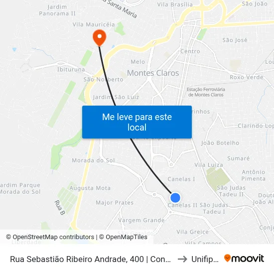 Rua Sebastião Ribeiro Andrade, 400 | Condomínio Canelas to Unifipmoc map