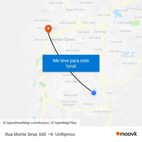 Rua Monte Sinai, 660 to Unifipmoc map