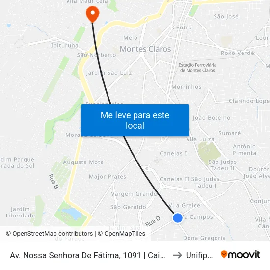 Av. Nossa Senhora De Fátima, 1091 | Caic Maracanã to Unifipmoc map