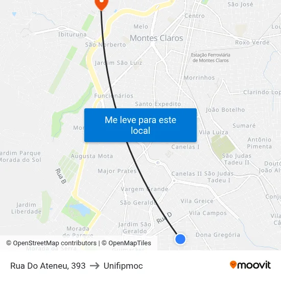 Rua Do Ateneu, 393 to Unifipmoc map