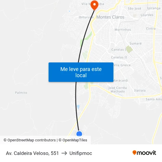 Av. Caldeira Veloso, 551 to Unifipmoc map