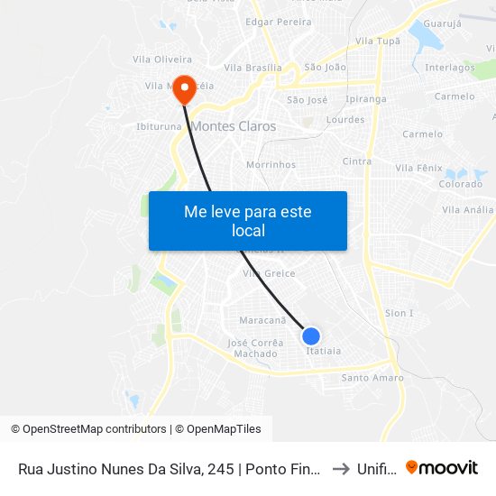 Rua Justino Nunes Da Silva, 245 | Ponto Final Do Nossa Senhora Das Graças to Unifipmoc map