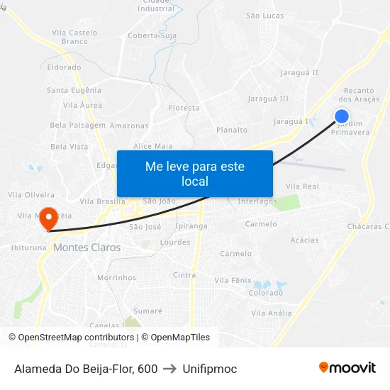 Alameda Do Beija-Flor, 600 to Unifipmoc map