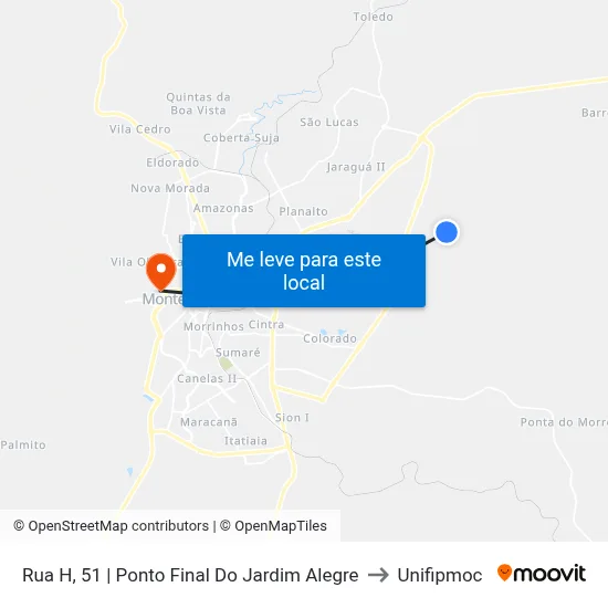 Rua H, 51 | Ponto Final Do Jardim Alegre to Unifipmoc map