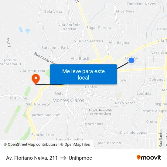 Av. Floriano Neiva, 211 to Unifipmoc map