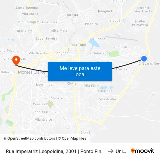 Rua Imperatriz Leopoldina, 2001 | Ponto Final Da Linha 4601 No Independência to Unifipmoc map