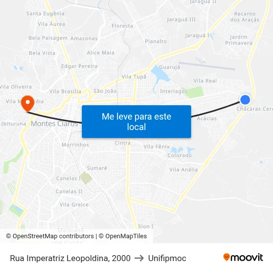 Rua Imperatriz Leopoldina, 2000 to Unifipmoc map