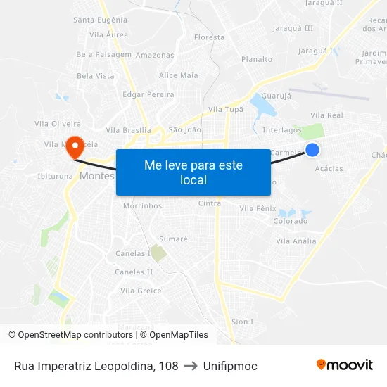 Rua Imperatriz Leopoldina, 108 to Unifipmoc map