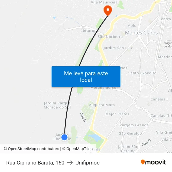 Rua Cipriano Barata, 160 to Unifipmoc map