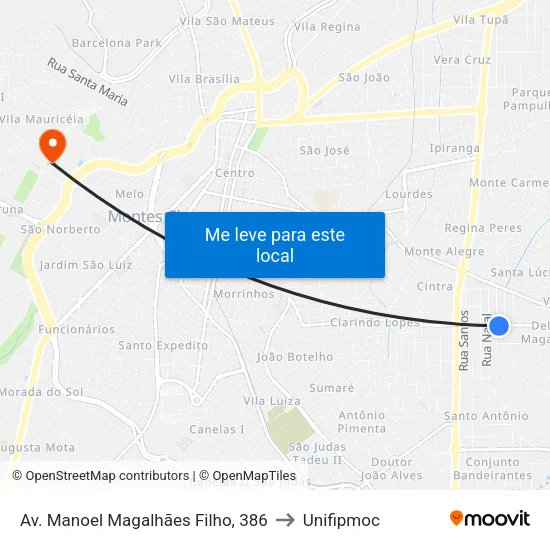 Av. Manoel Magalhães Filho, 386 to Unifipmoc map