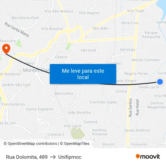 Rua Dolomita, 489 to Unifipmoc map