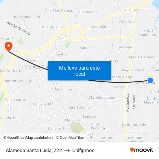 Alameda Santa Lúcia, 222 to Unifipmoc map