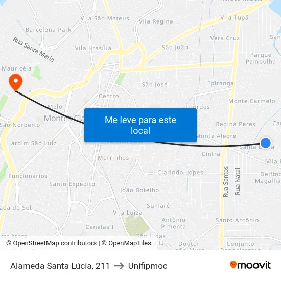 Alameda Santa Lúcia, 211 to Unifipmoc map
