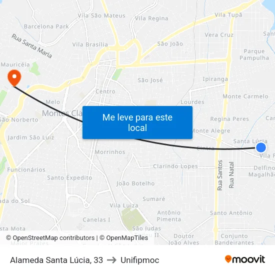 Alameda Santa Lúcia, 33 to Unifipmoc map
