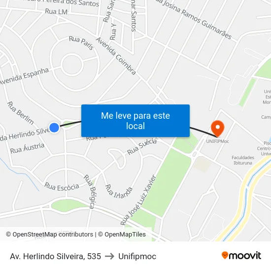 Av. Herlindo Silveira, 535 to Unifipmoc map