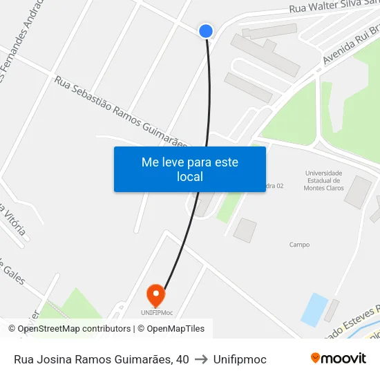 Rua Josina Ramos Guimarães, 40 to Unifipmoc map
