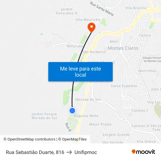 Rua Sebastião Duarte, 816 to Unifipmoc map
