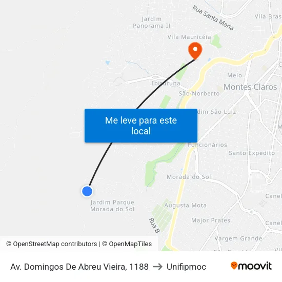 Av. Domingos De Abreu Vieira, 1188 to Unifipmoc map