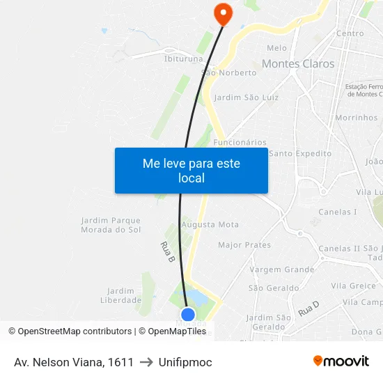 Av. Nelson Viana, 1611 to Unifipmoc map