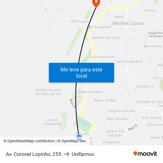 Av. Coronel Lopinho, 255 to Unifipmoc map