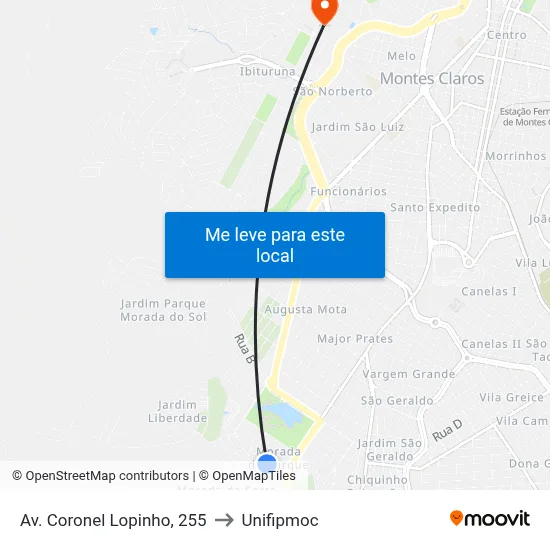 Av. Coronel Lopinho, 255 to Unifipmoc map