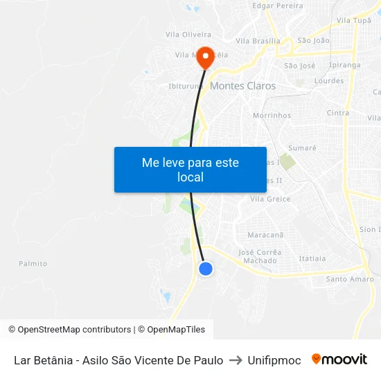 Lar Betânia - Asilo São Vicente De Paulo to Unifipmoc map
