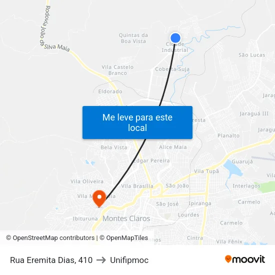 Rua Eremita Dias, 410 to Unifipmoc map