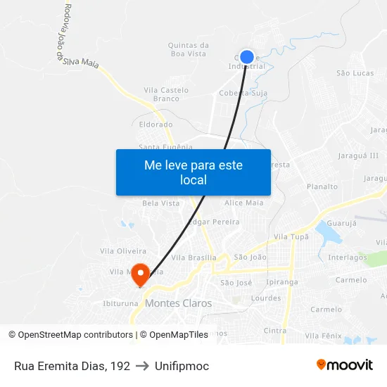 Rua Eremita Dias, 192 to Unifipmoc map
