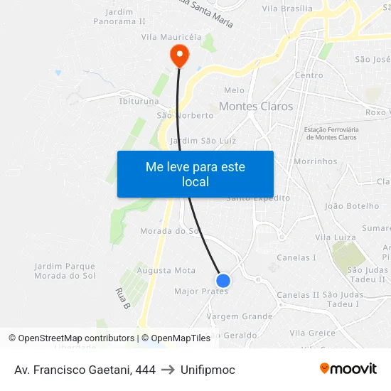 Av. Francisco Gaetani, 444 to Unifipmoc map
