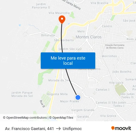 Av. Francisco Gaetani, 441 to Unifipmoc map
