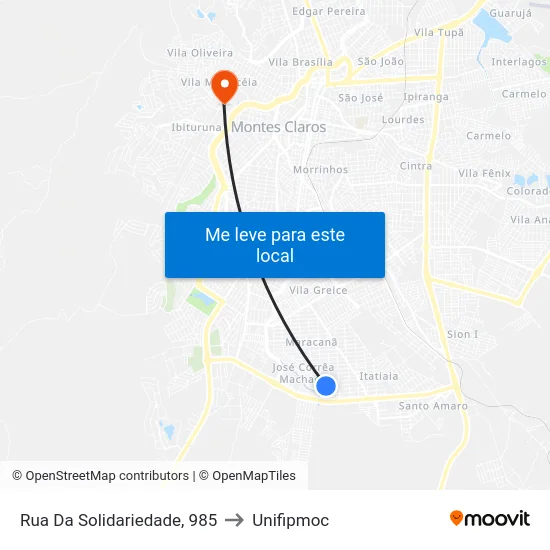 Rua Da Solidariedade, 985 to Unifipmoc map
