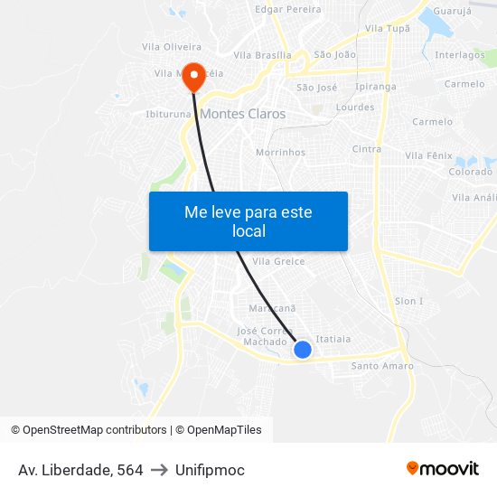 Av. Liberdade, 564 to Unifipmoc map